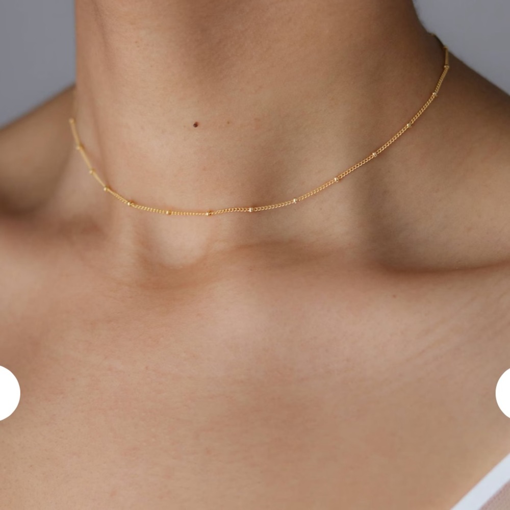 Dainty Beaded Satellite Chain Choker (14k gold filled)